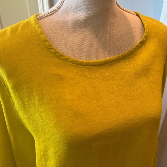 Bryn Walker Chartreuse Lagenlook High Low Hem Three-Quarter Sleeve Tunic Top XL - Picture 2 of 13